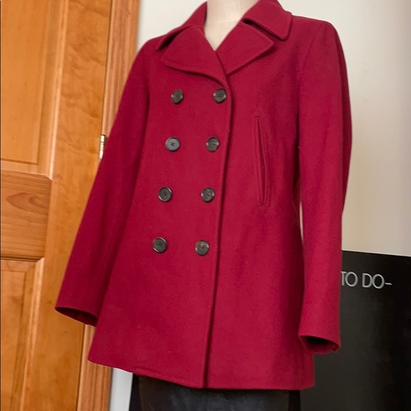J. Crew Red Wool Peacoat Coat Size M